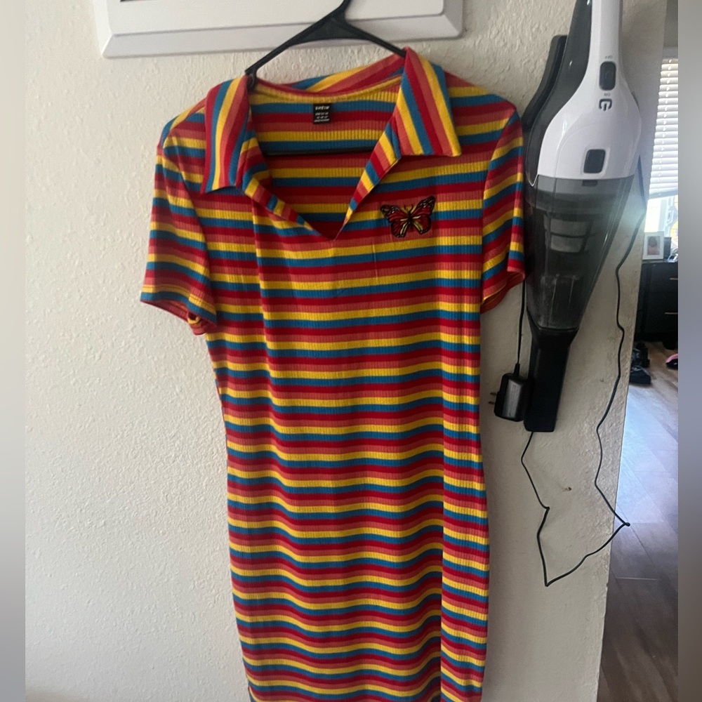 Striped rainbow dress